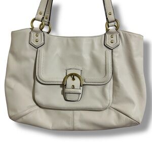 Coach Campbell Belle White Ivory Leather Shoulder Bag